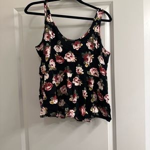 Forever 21 floral babydoll swing tank top with rose print